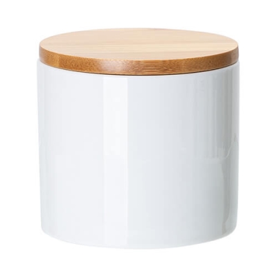 Ceramic container with wooden lid for sublimation